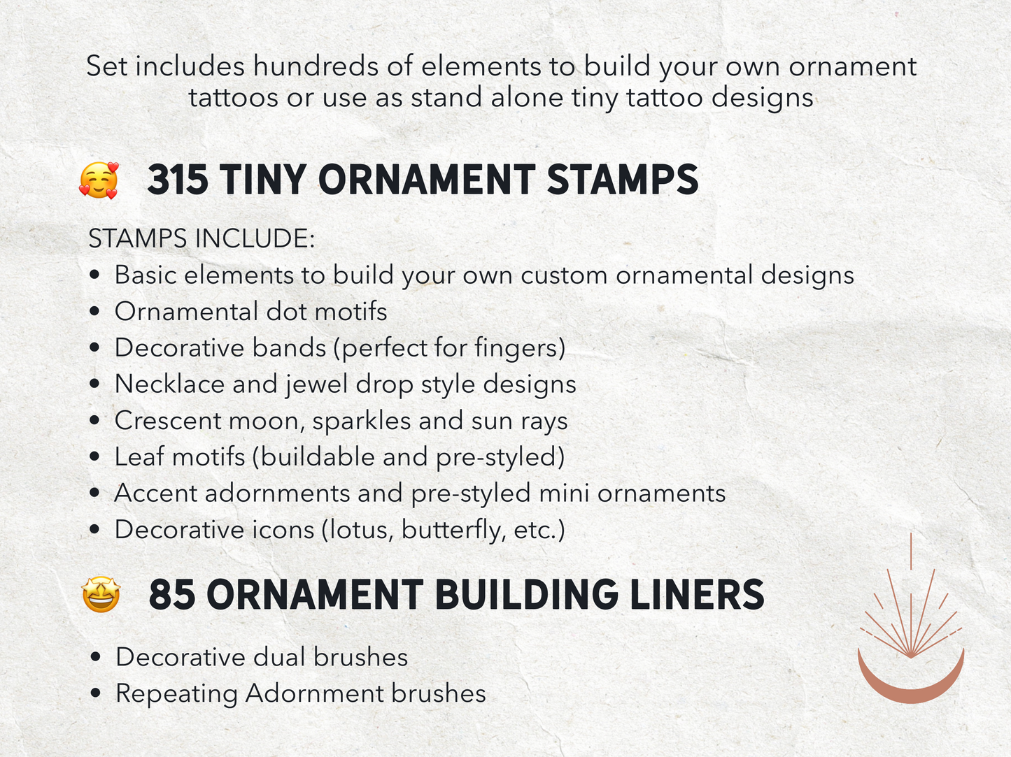400 Ornamental Tiny Tattoo Stamps – Procreate Brush Set
