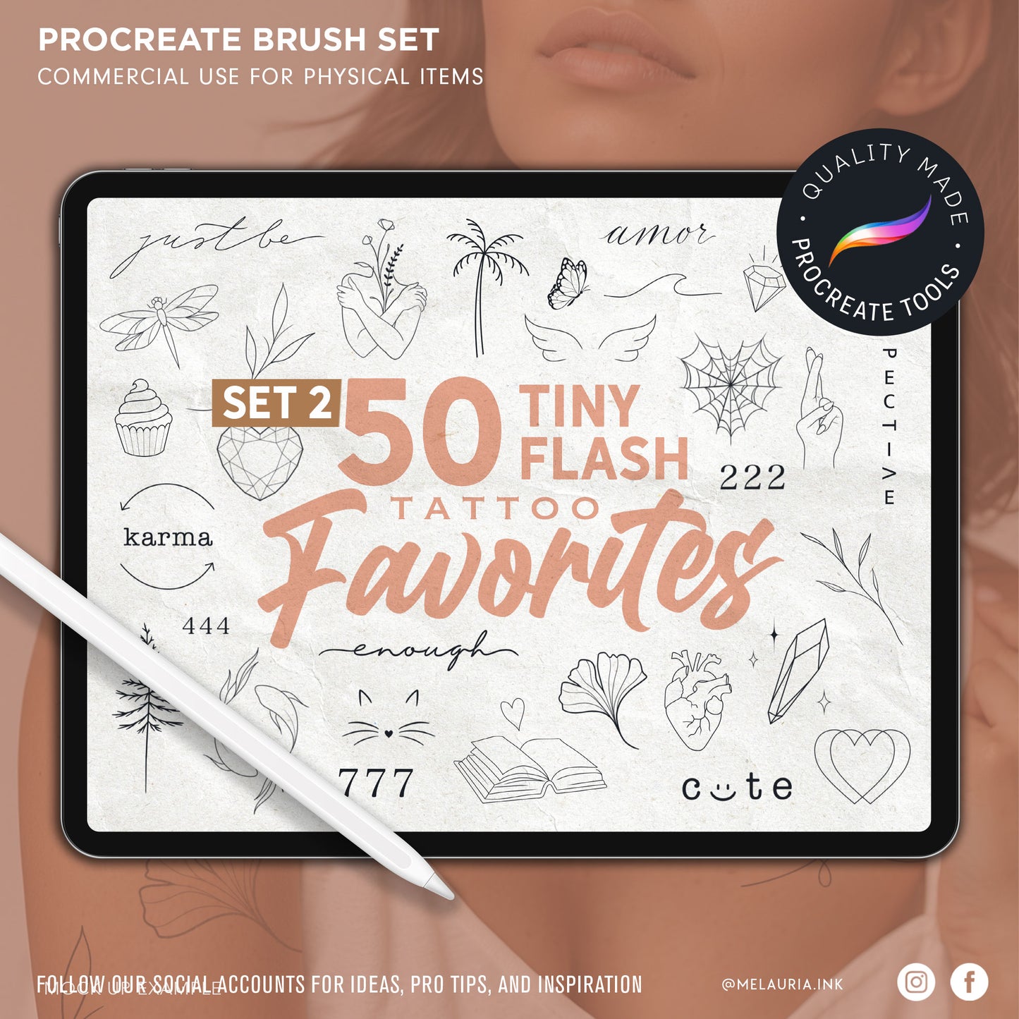 50 Tiny Flash Tattoo Faves – Procreate Brush Set 2