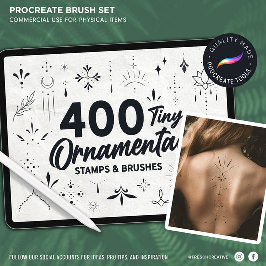 400 Ornamental Tiny Tattoo Stamps – Procreate Brush Set